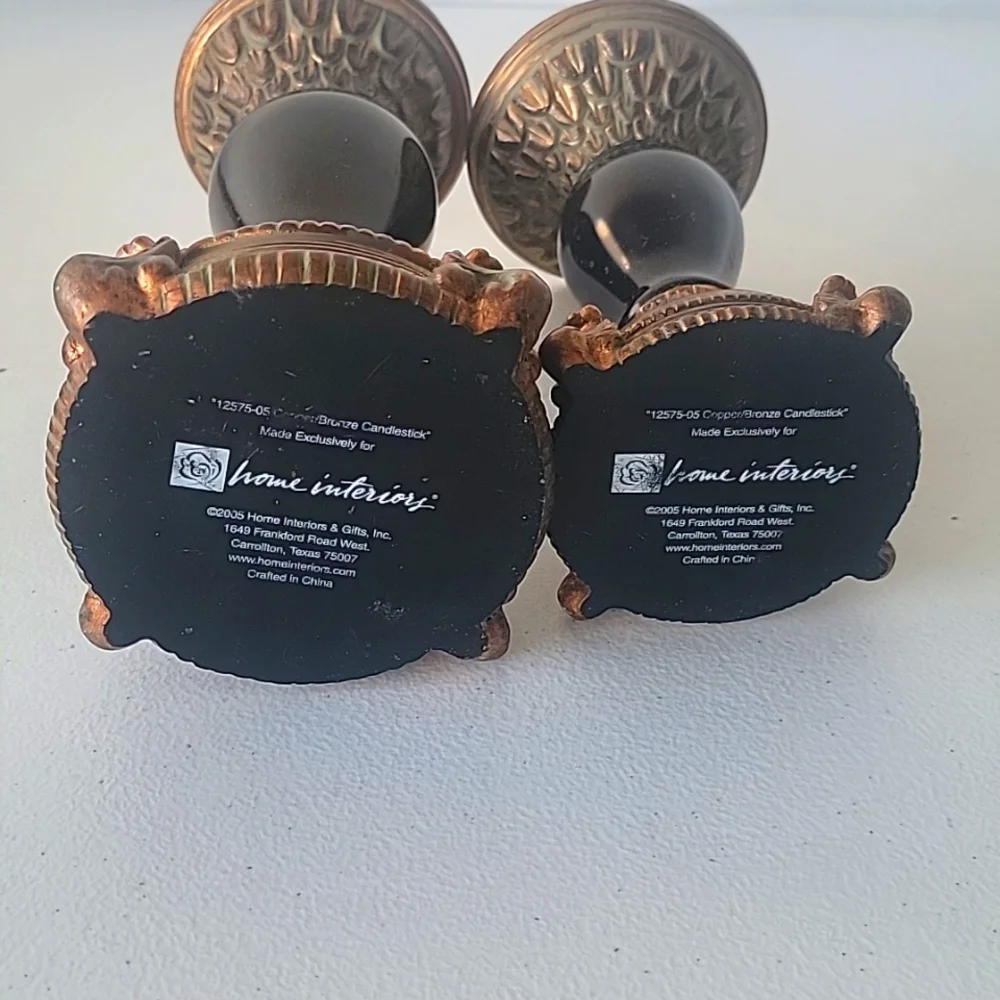 Home Interiors Candle Holders Copper Scroll Pillars